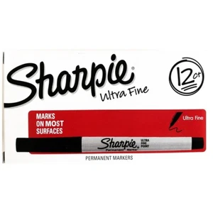Sharpie Black Ultra Fine 0.3 mm Permanent Marker Pack 12 - Picture 1 of 4