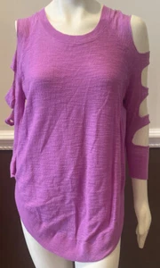 Express Purple Cold Shoulder Arms Tunic Top Oversized Size XS Sweater NWT $50 - Picture 1 of 12