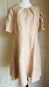 Country Road Dress Size 14 / L Mini Short Panel Detail Wheat A-line Linen Blend - Picture 1 of 24