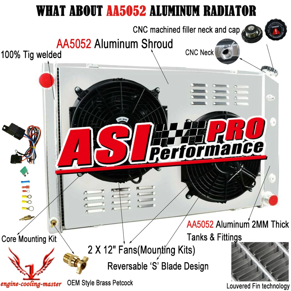 4 Row Radiator Electric Fan Shroud for 73-91 Chevy GMC C10 K20 30 1500 Suburban - Image 1 of 4