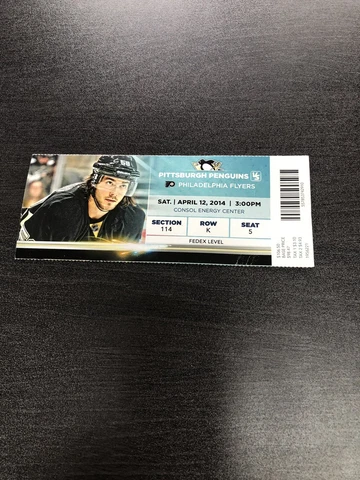 Pittsburgh Penguins vs Philadelphia Flyer’s 4/12/2014 Consol Energy Center  Tick Cover