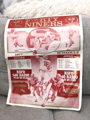 Vintage 1977 San Francisco 49ers Schedule Poster KSFO - Image 1 of 4