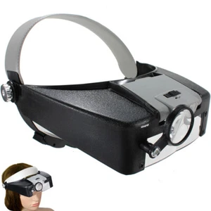 Jewelers Head Headband Magnifier LED Illuminated Visor Magnifying Glasses Loupe - Picture 1 of 12