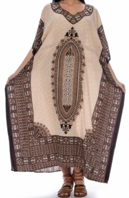 Women African Dashiki Caftan Maxi hippie Dress boho Kaftan embellished Free size - Image 1 of 2