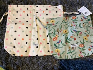 BNWT New Cath Kidston The Little Hitch Pouches 2 Cotton Bags Spot & Summer Birds - Picture 1 of 6