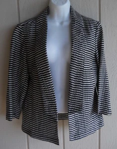 Mujer 6 Ann Taylor Loft Linen Blend Striped Open Front 3/4 Sleeve Jacket Bust 37 " - Imagen 1 de 8