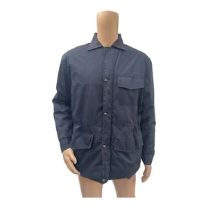Driza-Bone Mens Blue Hooded Coat Plaid Lining Size Small - Picture 1 of 15