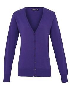 Premier Women's Button-Through Knitted Cardigan (PR697) Purple UK 10 #RAIL