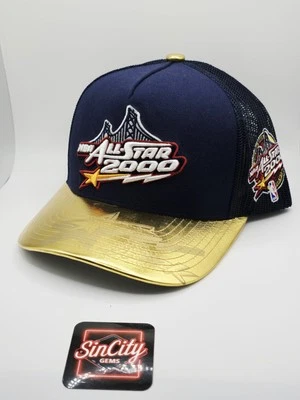 Chapéu Mitchell & Ness 2000 NBA AllStar Game couro dourado caminhoneiro com alça quadro A - Imagem 1 de 4