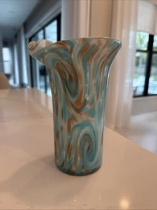 Vintage Fratelli Toso Murano Encased Art Glass Vase Vintage Starry Night Scroll - Picture 1 of 13