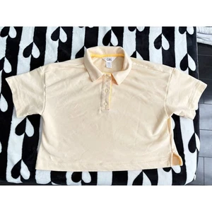 Athleta Retrochill Oversize Midi Polo Shirt Yellow EUC Size Medium 8-10 - Picture 1 of 3