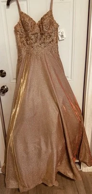 NUEVO CON ETIQUETAS David’s Novia Damas Juniors Encaje Bling Corsé Espalda Invierno Vestido Formal Talla 2 Foto 1 de 4