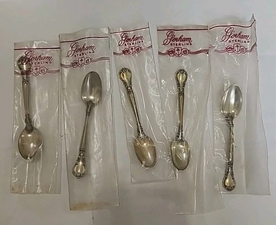 Lote de 5 - Colheres Demitasse de Prata Esterlina Gorham - 4" - Imagem 1 de 4