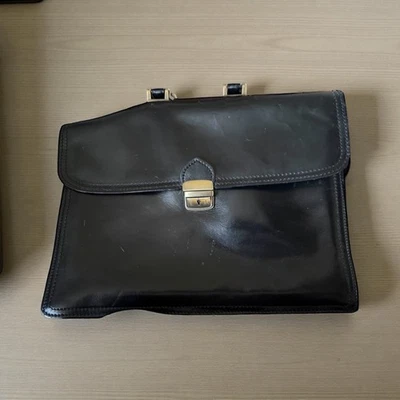 Maletín de cuero vintage hecho en Italia sin marca Foto 1 de 4