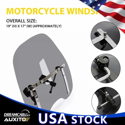 Parabrisas universal de humo de motocicleta de 19"x 17" para manillar de 7/8" y 1,25" 1" Foto 1 de 4
