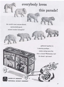 1951 NABISCO Animal Crackers Barnum's Animals Circus Clown Print Ad - Picture 1 of 1
