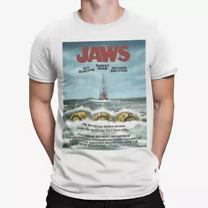 Jaws T-Shirt Poster Retro Art Shark Tee 70s 80s Horror Movie Film Gift UK - Picture 1 of 1