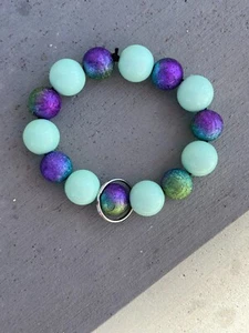 Beaded Bracelet Keychain, Silicone Bangle Keyring Wristlet Keychain Bracelet - Picture 1 of 1