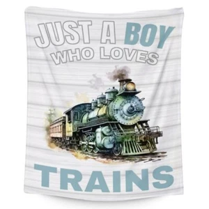 Train Blanket 40"x50" Soft Fuzzy Warm White Cute Throw Gift for Boys - Picture 1 of 6