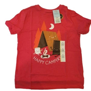 Cat & Jack Toddler Boys Shirt Red "Happy Campers" Smores Graphic Size S 6/7box10 - Picture 1 of 3