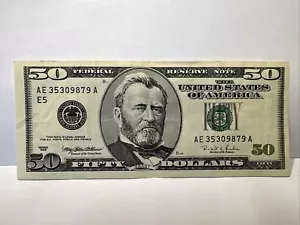 Series 1996 US Fifty Dollar Bill Note $50 Richmond AE 35309879 A - Picture 1 of 4