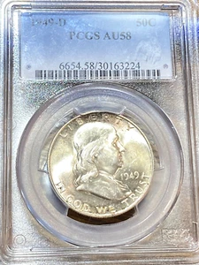 1949-D Franklin Half Dollar PCGS AU58 Awesome for Grade Best Price Ebay* CHRC - Picture 1 of 2