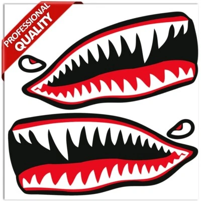 2 x Aufkleber Vinyl Rot Haifischmaul Zähne Haifisch Shark Teeth Auto Moto Tuning - Bild 1 von 4