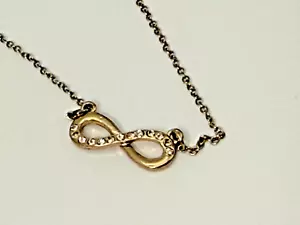 Vintage Pendant Necklace Claire's Silver Tone Metal Cubic Zirconia Infinity Knot - Picture 1 of 7