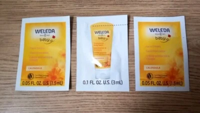Weleda Baby Face Cream Calendula 2 X 1.5ml and Shampoo Body Wash 1 X 3ml Samples - Image 1 of 2