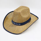 Men Retro Western Cowboy Summer Straw For Sun Hat Wide Curly Brim Letters Pri  q