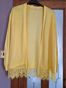 BNWT GEORGE Sunflower Yellow Open Front Cardigan With Lace Trim Size 12-14 - Picture 1 of 3