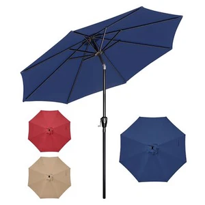 10FT Outdoor Patio Umbrella Market Umbrella with Push Button Tilt and Crank - Picture 1 of 7