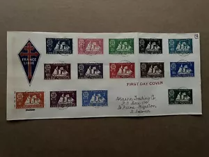 St Pierre & Miquelon 1942 FDC +Complete Set France Libre #301-313 +Cachet +Rare - Picture 1 of 2