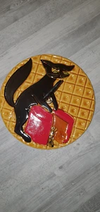Vintage: Coole "KÄSEPLATTE" mit Katzenmotiv - Bild 1 von 1