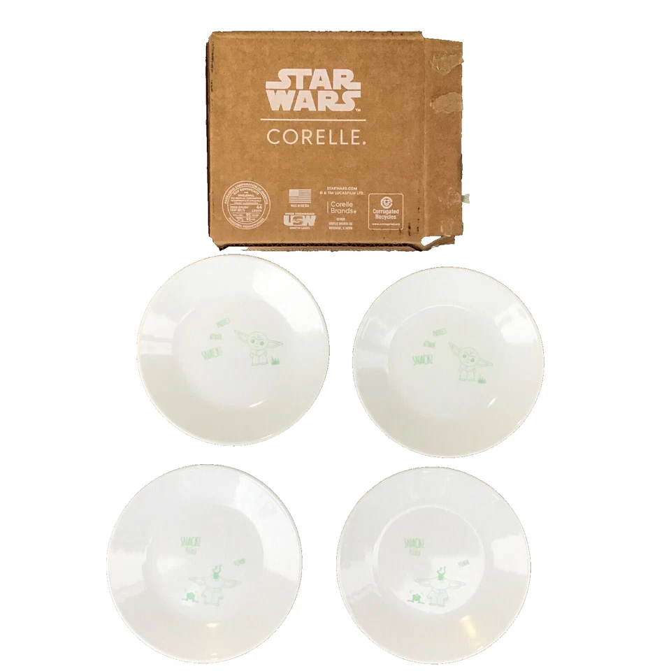 Star Wars Corelle Snack Appetizer Plate Set of 4 Baby Yoda 6.75" - Image 1 of 4