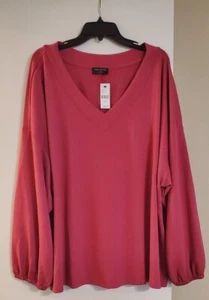 Lane Bryant Rosa Blouson Langarm V-Ausschnitt Tunika Pullover. Größe 26/28 - Bild 1 von 9