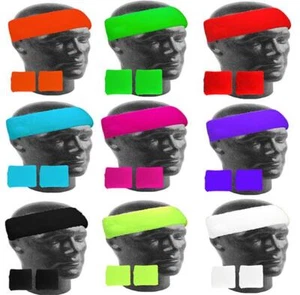 NEON HEADBAND SWEATBAND WRISTBANDS FANCY DRESS TUTU BRACES NEON GLOVES 80s HEN - Picture 1 of 72