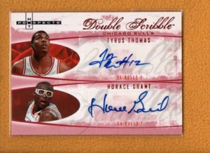 Horace Grant Tyus Thomas 2007-08 Fleer Hot Prospects Double Scribble Auto /10 - Picture 1 of 2
