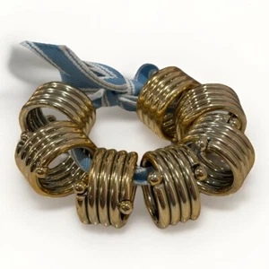 Set of 6 Vintage Gold Tone Patinaed Heavy Coiled Napkin Rings Party Setting - Picture 1 of 7