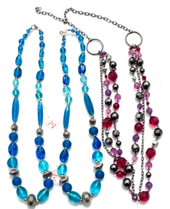 Lote de 3 collares de cuentas gruesas azules y rojas de colección hasta ahora - Imagen 1 de 3