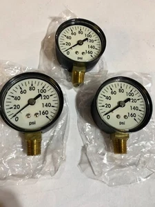 (LOT OF 3) PRESSURE GAGES  2" DIAL FACE 0-160 PSI 1/4" NPT LM  New - Picture 1 of 6