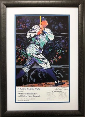LeRoy Neiman "Un saludo a Babe Ruth" firmado a mano litografía enmarcada Yankees béisbol Foto 1 de 4