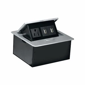 Rok AC Receptacle Plug Port Pop up Counter Desk Table Power Hub Outlet Dual USB - Picture 1 of 11
