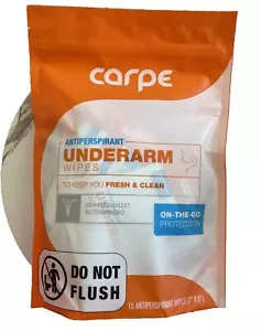 Carpe On The Go Antiperspirant Underarm Wipes 15 7in x 9in Individual Packages - Picture 1 of 3