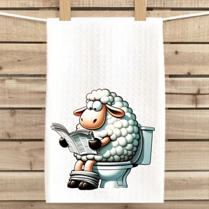 Whimsical Sheep Hand Towel Soft Waffle Weave 16x24 Funny Bathroom Decor Gift - Picture 1 of 6
