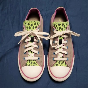 Converse All Star #640544F Charcoal Gray Double Leopard Tongue Junior Sz 5 Shoes - Picture 1 of 9