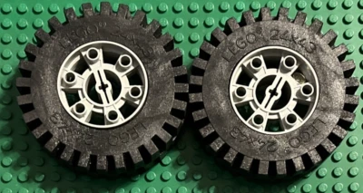 Lot Of 2 Lego Technic Technic Wheel Tires with Rim 24 x 43 Gray - Image 1 of 3