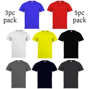 Mens Heavy Blend Plain T-Shirt 100% Cotton High Quality Short Sleeve 3 Pk 5 Pack - Picture 1 of 25