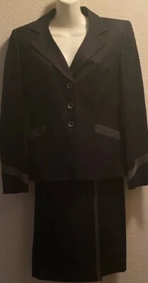 Женский льняной блейзер Liz Claiborne юбка костюм размер 6 с белыми швами - Изображение 1 из 4