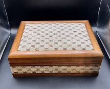 Fabric Wood Jewelry Box by London Leather | Wooden 1970s Look | Great Condition